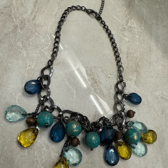 🔥New In 🎉Blue and gold statement necklace #statementjewellery🔥 - Picture 6 of 6